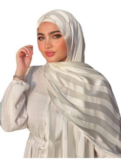 Buy Chiffon hijab in satin for women for occasions and regular days (180 x 75 cm) in Egypt