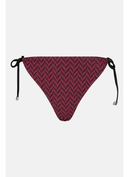 Buy Women Metallic Textured Triangle Tie Bikini Bottom, Maroon in UAE