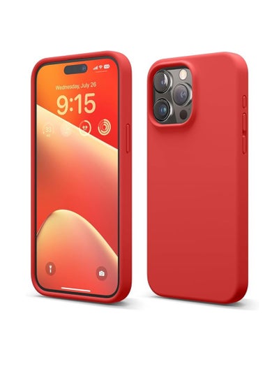 Buy iPhone 15 Pro Max Case, Liquid Silicone Case, Full Body Protective Cover, Shockproof, Slim Phone Case, Anti-Scratch Soft Microfiber Lining, 6.7 inch (Red) in Egypt