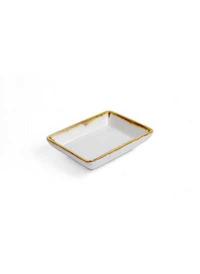 Buy Porcelain Ivory Mocha 3.5 Inch Rectangular Dish in UAE