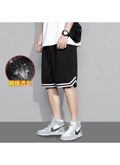 Buy Mens Mesh Ice Silk Shorts Summer Lightweight Loose Fit Black in UAE