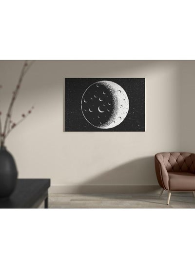 Buy Full Moon Black And White Nighttime Printed Canvas wall art 120x80 in Egypt