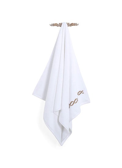 Buy Hotel Chain Embroidery Bath Sheet, White & Gold - 500 GSM, 85x165 cm in UAE