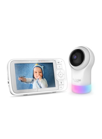 Buy HUBBLE CONNECTED Nursery Pal Glow+ Smart Baby Monitor with 5" Parent Unit and Wi-Fi Viewing via Free App – 7-Color Night Light, Sleep Trainer, Remote Pan Tilt Zoom, 2-Way Talk, Infrared Night Vision in Saudi Arabia