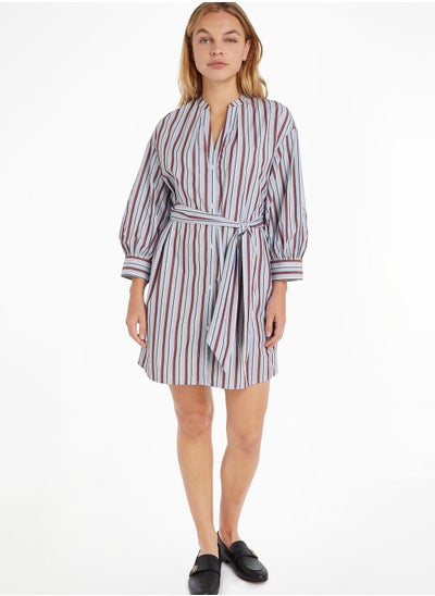 Buy Striped Tie Detail Shirt Dress in Saudi Arabia