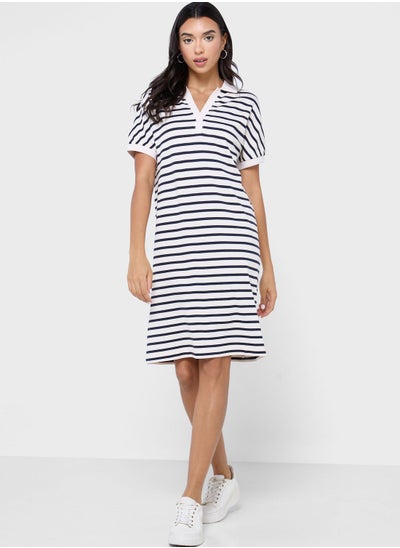 Buy Polo Neck Striped T-Shirt Dress in UAE