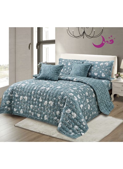 Buy Double quilt set with fixed compressed filling, consisting of 6 pieces, king size 220*240 cm in Saudi Arabia