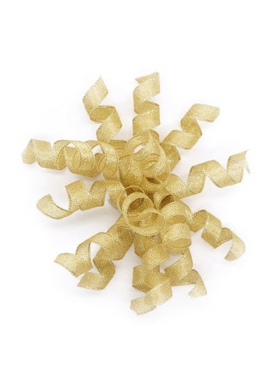 Buy Burst Curly Bow 4 Inches Wide (6 Counts)Gold Large Gift Wrapping Bow With Selfadhesive in UAE