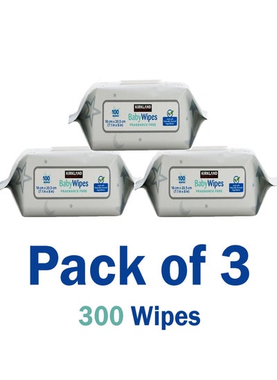 Buy Fragrance Free Baby Water Wipes 3x100 Total 300 wipes in UAE