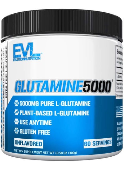 Buy Evlution Nutrition Glutamine 5000, Unflavored, 5,000mg, 10.58oz (300g) in Saudi Arabia