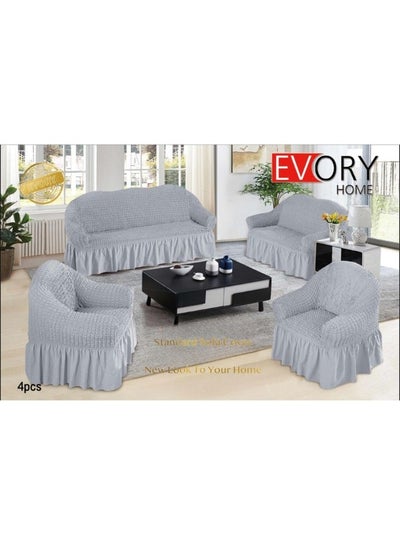 Buy A sofa cover set, an elastic sofa cover consisting of 4 pieces, two pieces of chair covers and two pieces of sofa covers. The set is suitable for all sizes of chairs and sofas. in Saudi Arabia