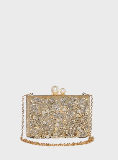 Buy Diamante Leaf Embellished Clutch Bag in UAE