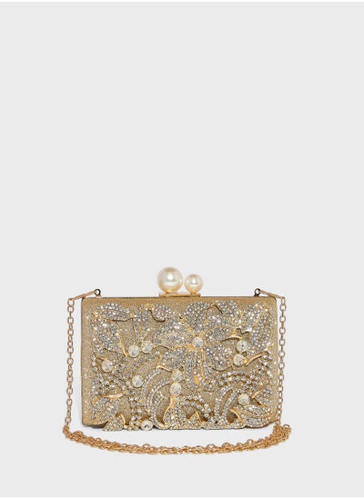 Buy Diamante Leaf Embellished Clutch Bag in UAE