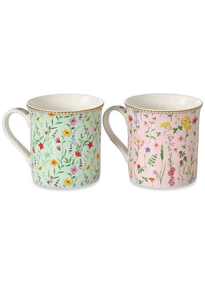 Buy Meadow China Mug, Multicolour - 300ml, Set of 2 in UAE