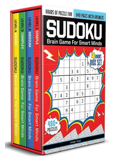 Buy Sudoku - Brain Games For Smart Minds Box Set Of 4 Books : Booster Puzzles Kids, 480 + Fun Games. Combo Easy, Hard, Killer, Complex Levels. in UAE