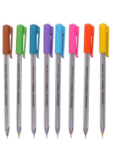 Buy Pensan 1003 1.0mm Ballpoint Pens Pack Of 8 Colored Pens - Multi Color in Egypt