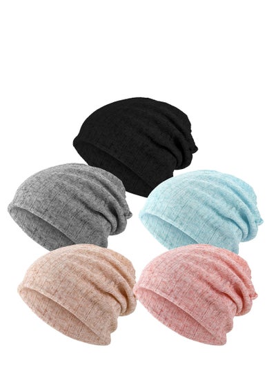 اشتري TERRIFI 5 Pieces Women's Slouchy Beanie Hat Baggy Skull Sleep Cap Turban Headwear في السعودية