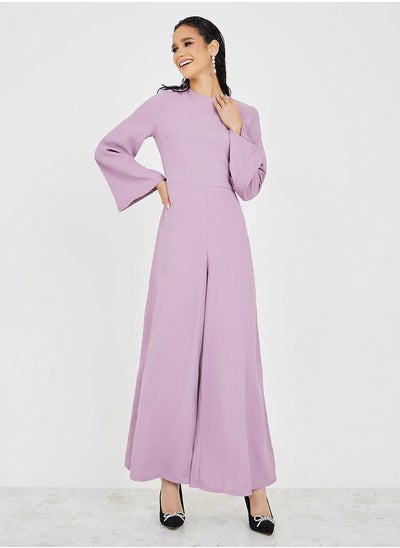 اشتري Solid Wide Leg Flared Sleeve Jumpsuit في السعودية