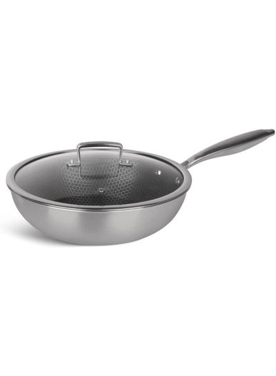 Buy Edenberg 30Cm Wok Fry Pan With Lid Stove Tops Cast Iron in UAE