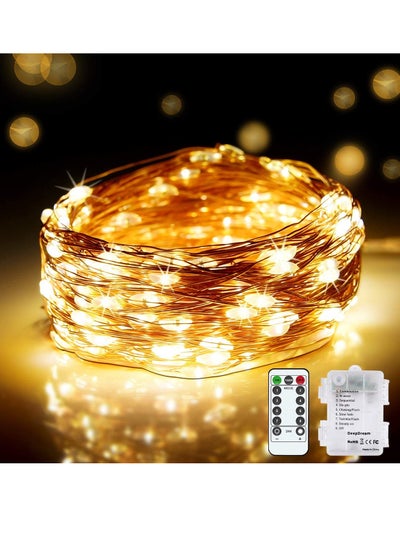 Buy Remote Control Fairy String Lights 33 feet 100 LED Warm White Battery Operated LED String Lights Lights for Christmas EID Ramadan Diwali Wedding Birthday Party Home Decoration Waterproof with 8 Modes in UAE