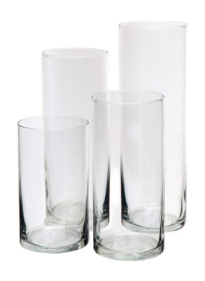 Buy Glass Cylinder Flower Centerpiece Vases Set of 4 - Hurricane Candle Holder for Pillar Floating Tealights - Use for Floral Wedding Table Home Decor Party Holiday in Saudi Arabia