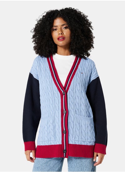 Buy Mixed Knit Relaxed Fit Cardigan in UAE