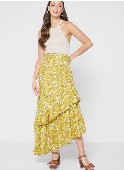 Buy Ruffle Detail Asymmetric Skirt in UAE