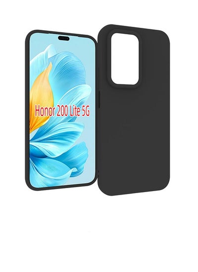 Buy Case Cover With Soft Liquid Silicone Protection Anti-Scratch For Honor 200 lite 5G Black in Saudi Arabia