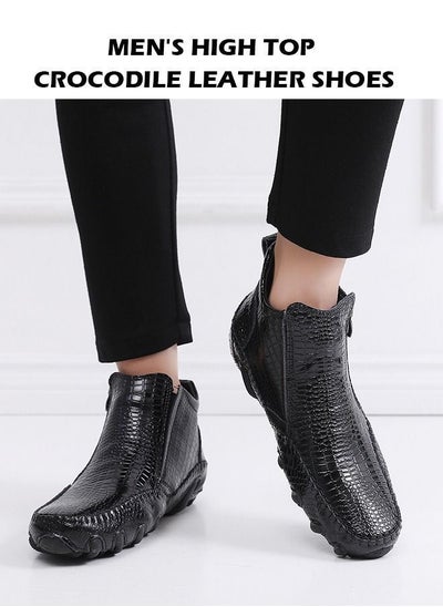 Buy Men's Business Casual Leather Shoes Comfortable Soft Breathable Youth Trendy Chelsea Highbone in Saudi Arabia