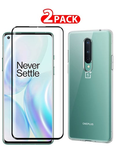 Buy 2 Pack Of Oneplus 8 Case,Clear Transparent Reinforced Corners TPU And Screen Protector in UAE