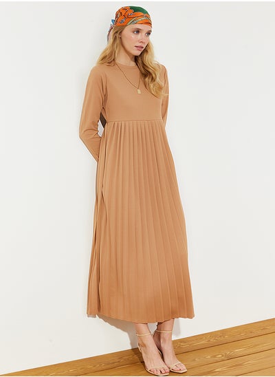 Buy Camel Skirt Pleated Scuba Knitted Dress TCTAW24EL00000 in Egypt