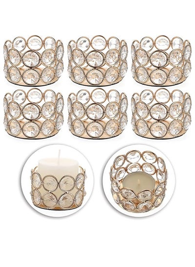 Buy 6 Gold Crystal Tea Light Candle Holders Small Bowl Votive Candle Holders, Decorative Tealight Holders Pillar Candle Stands Candle Centerpieces for Dining Table Wedding Party Home Decor in UAE