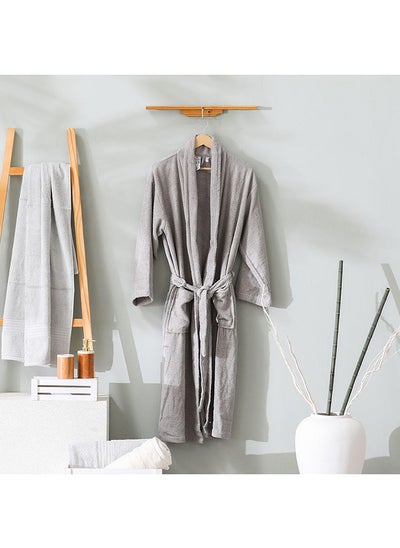 اشتري Danube Home Essential Shawl Collar Cotton Bathrobe 100% Cotton Soft Breathable Lightweight Waffle Knit Unisex Bath Robe With Tie Closure At Waist For Bathroom Large-Grey في الامارات