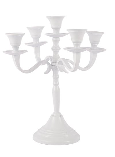 Buy Voidrop Five Arm Candelabra Candlestick Candle Holder White Candle Stand For Taper Candle Holder Stand Centerpiece in UAE