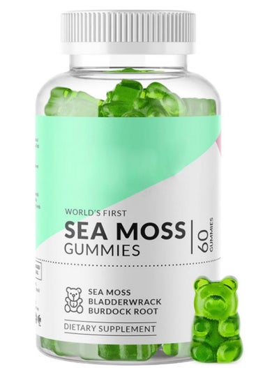 Buy Sea Moss Gummies - Natural Irish Sea Moss and Bladderwrack with Burdock Gummy - 60 Gummies - Vegan - Thyroid, Healthy Skin, Keto Detox, Gut, Joint Support Alkaline Supplements in Saudi Arabia