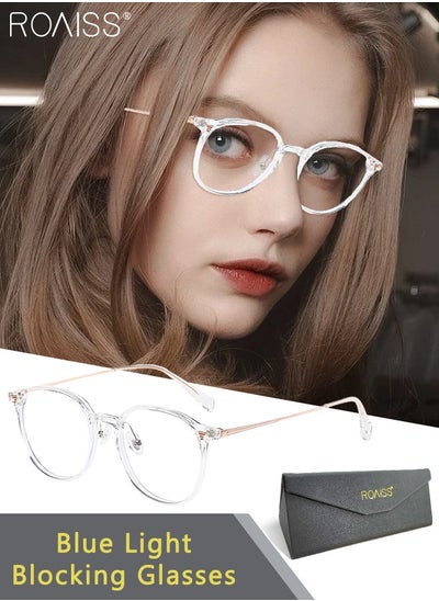 Buy Women's Blue Light Blocking Glasses, Blue Light Filter Computer Reading Gaming TV Phones Round Eyeglasses, Fashion Anti Eyestrain Headache Eyewear in UAE