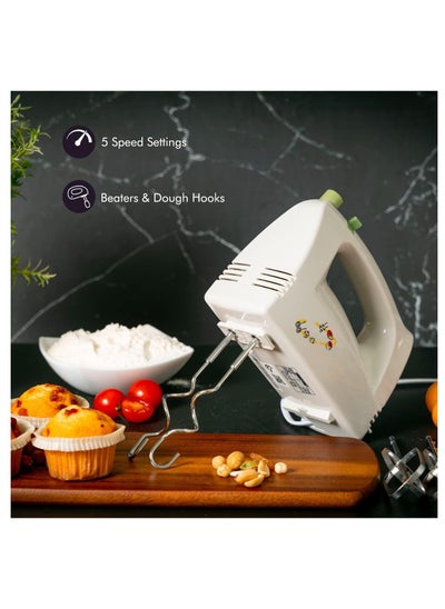 Buy stand Mixer with Stand & Bowl - 5 Speed Controls with Detachable Stainless-Steel 2 Beater & 2 Dough Hooks in UAE