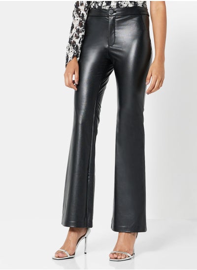 اشتري PU Coated Slim Fit Flared Pants في الامارات