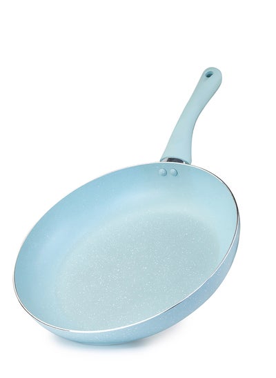 Buy Wilson Oak Frying Pan Nonstick Induction - Flat Bottom, Cast Aluminum Stir Fry Pan with Marble Coating and Soft touch handle for Gas, Electric, Induction & Ceramic Stove - Dia 24cm - Blue in UAE