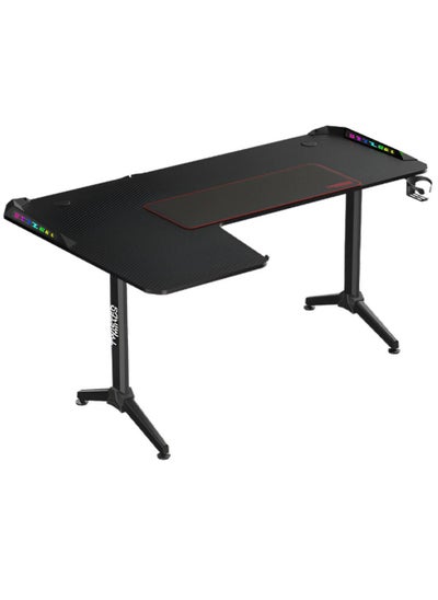 Buy Twisted Minds Warrior L Shaped Left Gaming Desk, Carbon Fiber Texture Material, Routing Holes, Clips/Channels, 110cm x 70cm x 13.5cm Size, Cable Management, Black | TM-Y-LB-RGB in UAE