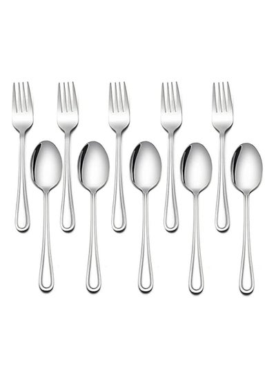 Buy Children Silverware Set, 10 Pieces Kids Forks, and Spoons Silverware Set, Stainless Steel Toddler Utensils Flatware Set, Child Cutlery Set for Home Preschools Outdoor Dinner Travel, Dishwasher Safe in UAE