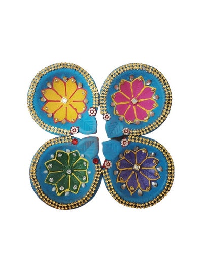 Buy Assorted Decorative Hand-Painted Diya Set of 4 in UAE