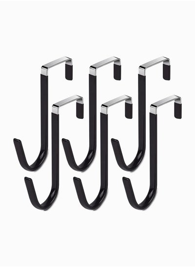 Buy Over Door Hooks, SYOSI Towels Hook for Bathroom Bedroom Kitchen Clothes Shoes Bag Hats Coats, Stainless Steel Door Hanging Hook with Soft Rubber Surface, Helps for Tidy Room and Save, 6 Pack Black in UAE