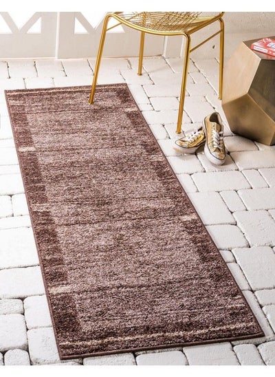 Buy Autumn Collection Modern Contemporary Casual Abstract Area Rug Runner 2' 0 X 6' 0 Brown Beige Border in UAE