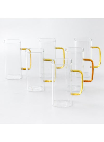 Buy 6-Piece  Square Shaped Glass with Handle Clear in Saudi Arabia