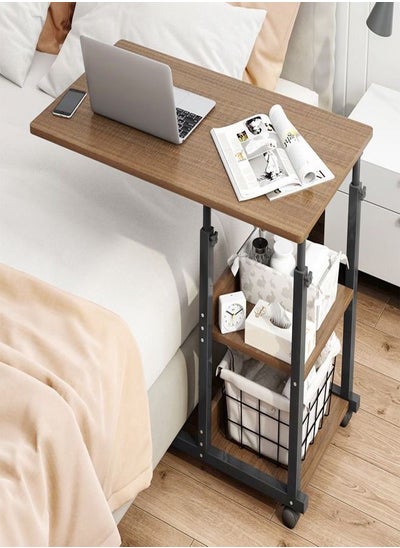 اشتري Movable Height Adjustable Bedside Laptop and Storage Table Black/Brown في الامارات