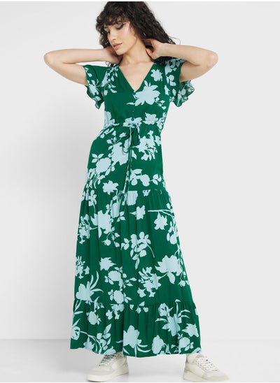 Buy Urban Minx Ruffle Sleeve Printed Dress in Saudi Arabia