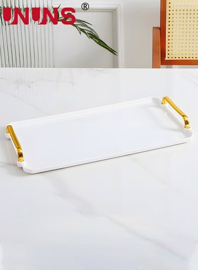 Buy Serving Tray with Golden Handles, Nordic Style Coffee Table Tray, Dinner Trays for Lap + Small Drink Tray | Breakfast Tray | Bed Tray | Food Tray | Lap Trays for Eating | Serving Trays in UAE