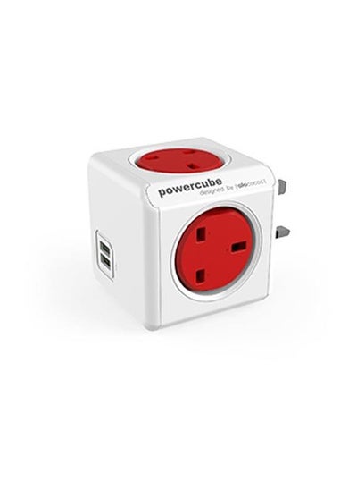 Buy PowerCube Original 4 Sockets 2USB Ports Red in Saudi Arabia