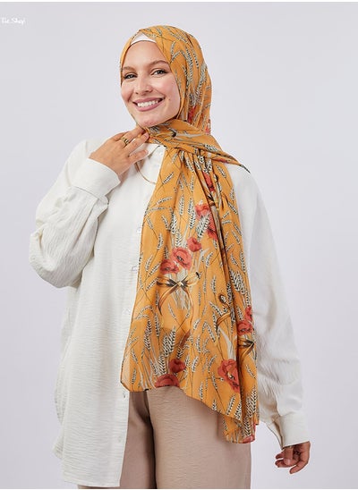 اشتري Printed Crepe Chiffon Yellow - Orange - Off White For Women في مصر